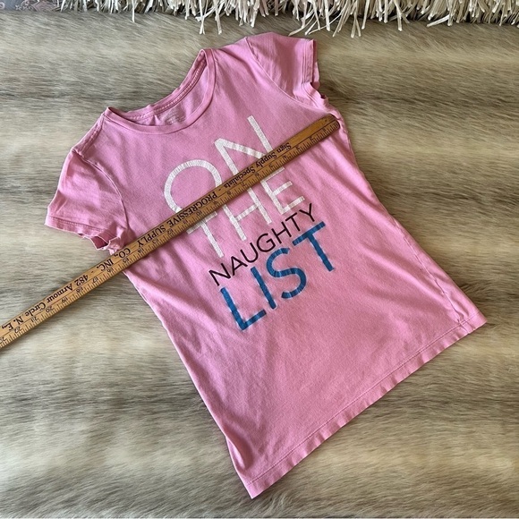 Vintage AMERICAN EAGLE Pink “On the Naughty List” S Baby Tee Y2K Short Sleeve - Picture 7 of 11
